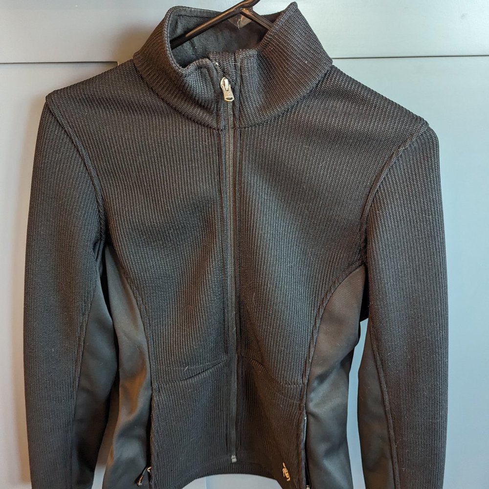 Spyder Women's Black Fitted Long Sleeve Full Zipper Core Sweater Size Medium
